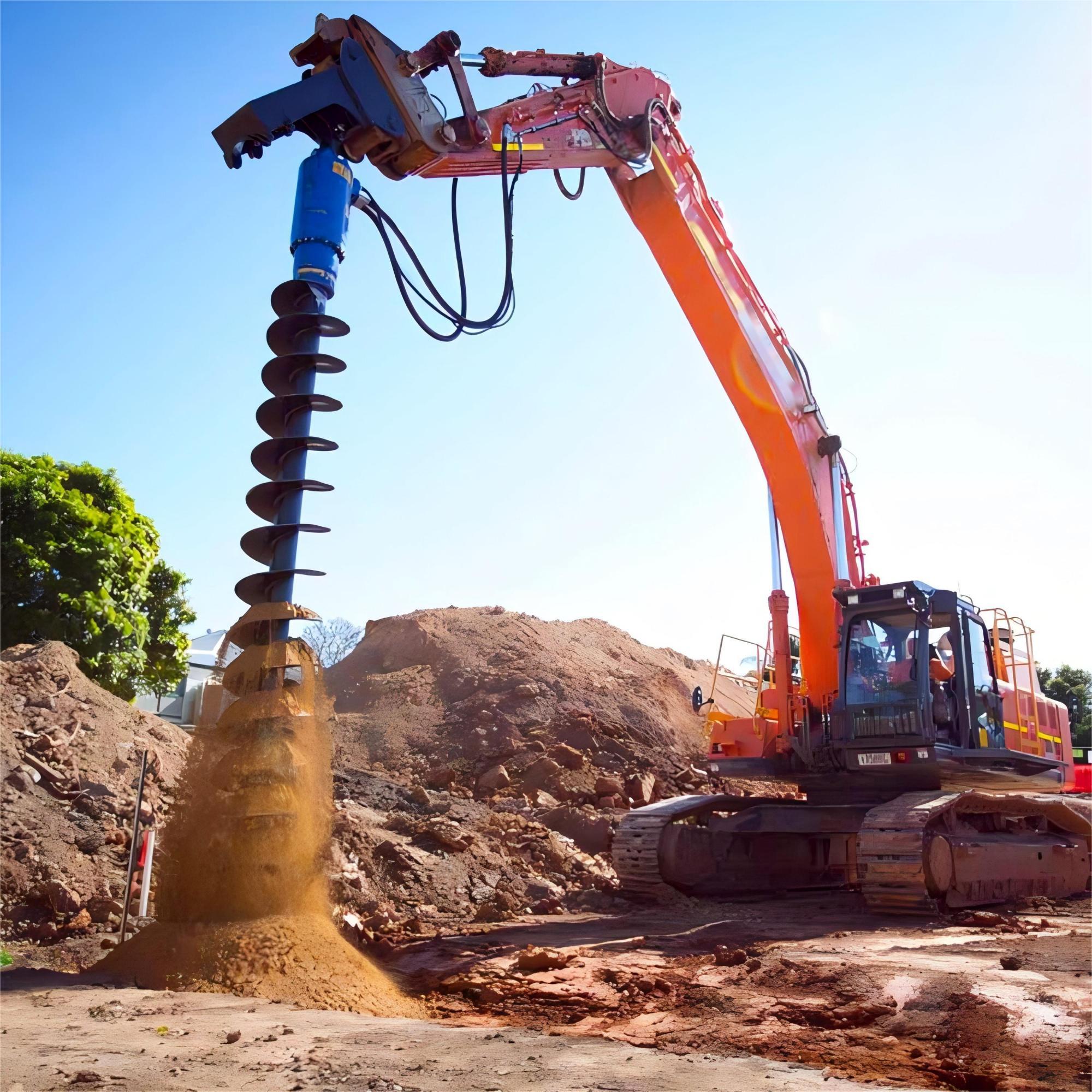 Excavator attachments - auger drills